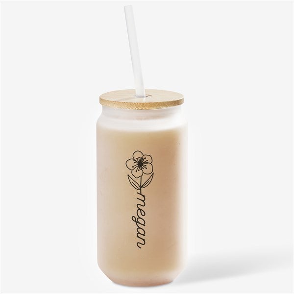 Birth Flower Name Personalized Frosted Iced Coffee Tumbler - 50354