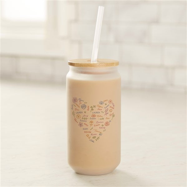 Blooming Heart Personalized Frosted Iced Coffee Tumbler  - 50355