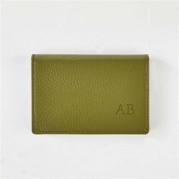 Debossed Stanford Card Case in Forest Green     - 50430