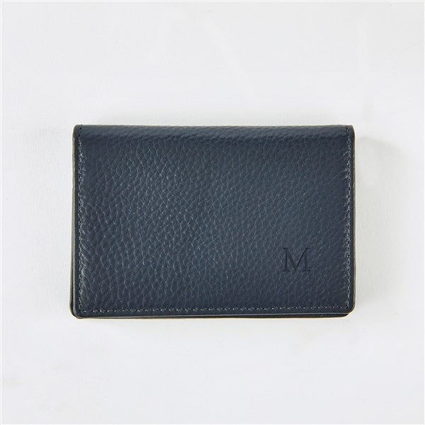 Debossed Stanford Card Case in Navy   - 50432