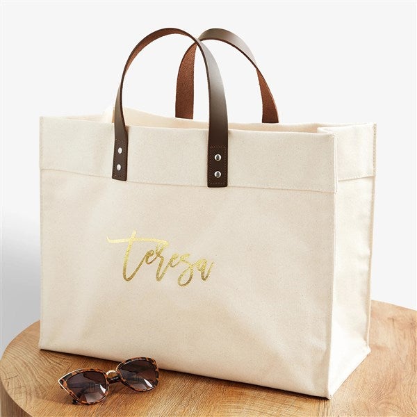 Metallic Foil Name Personalized Canvas Tote Bag  - 50442