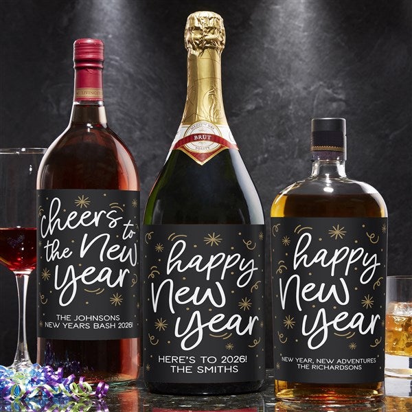 Cheers to the New Year Personalized Liquor Bottle Label - 50459