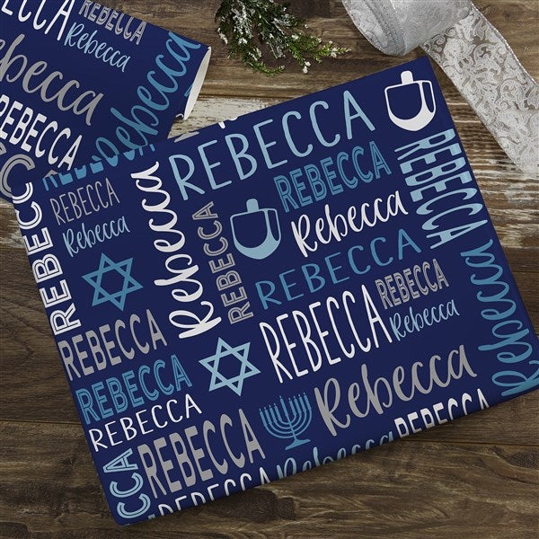 Hanukkah Repeating Name Personalized Wrapping Paper - 50474