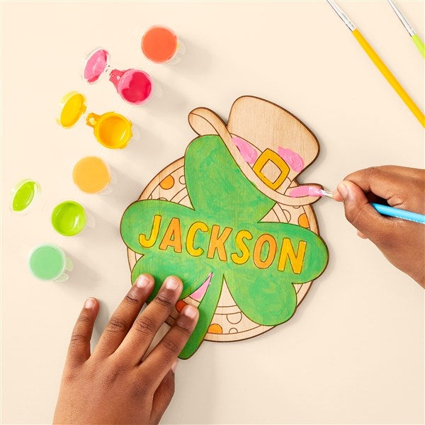 St. Patrick&#39;s Day Personalized Wooden Paintable Toy - 50527