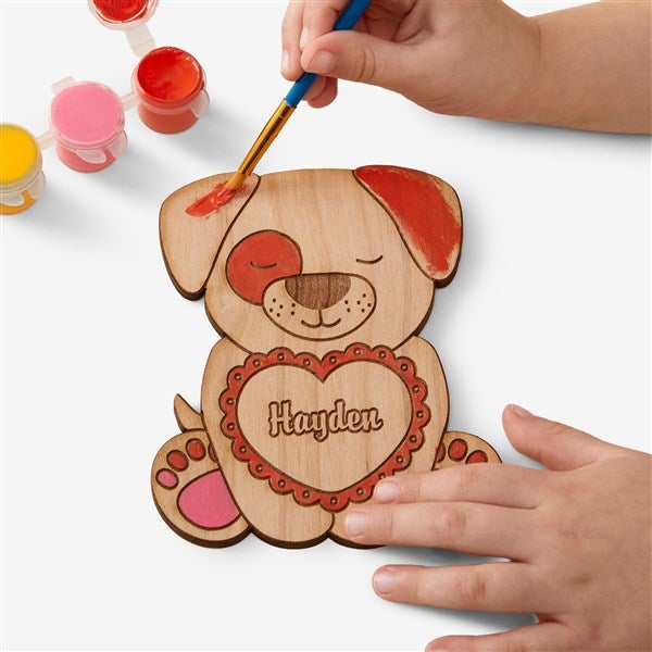 Valentine's Day Personalized Kids Wooden Paintable Toy  - 50528