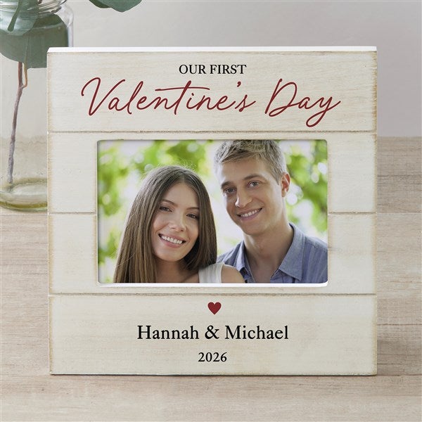 Our First Valentine's Day Personalized Shiplap Picture Frames - 50567