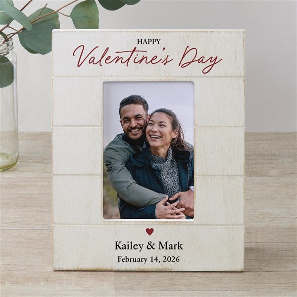 Our First Valentine's Day Personalized Shiplap Picture Frames - 50567