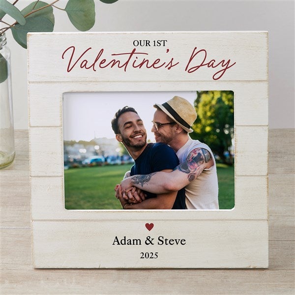 Our First Valentine's Day Personalized Shiplap Picture Frames - 50567