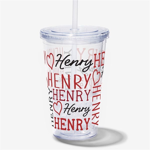 Repeating Name Heart Personalized Valentines Day Tumbler  - 50582