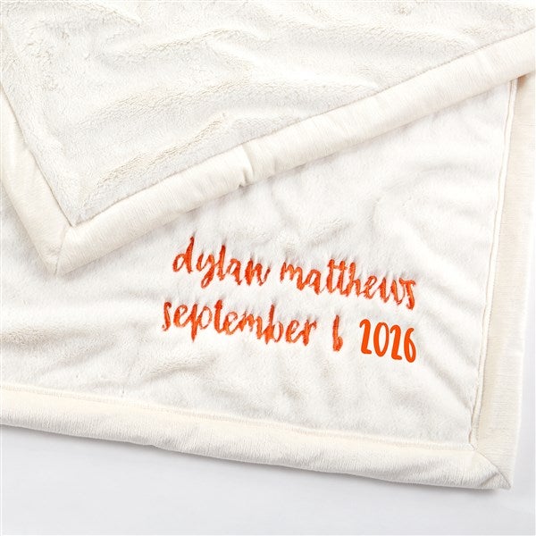 Embroidered Kids Receiving Blanket 30x40" in Natural Beige    - 50637