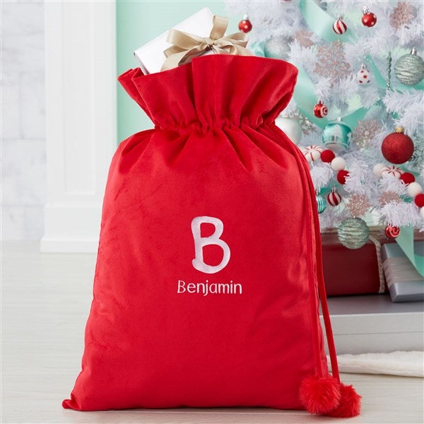 Initial & Name Embroidered Red Santa Sack - 50741