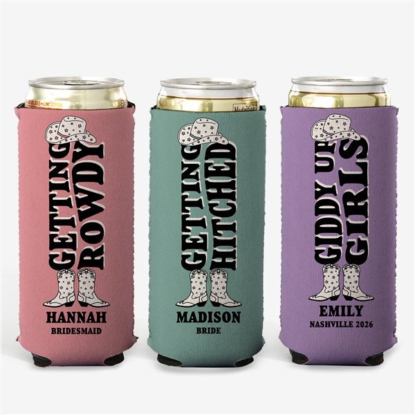 Western Wedding Personalized Slim Can Cooler - 50795