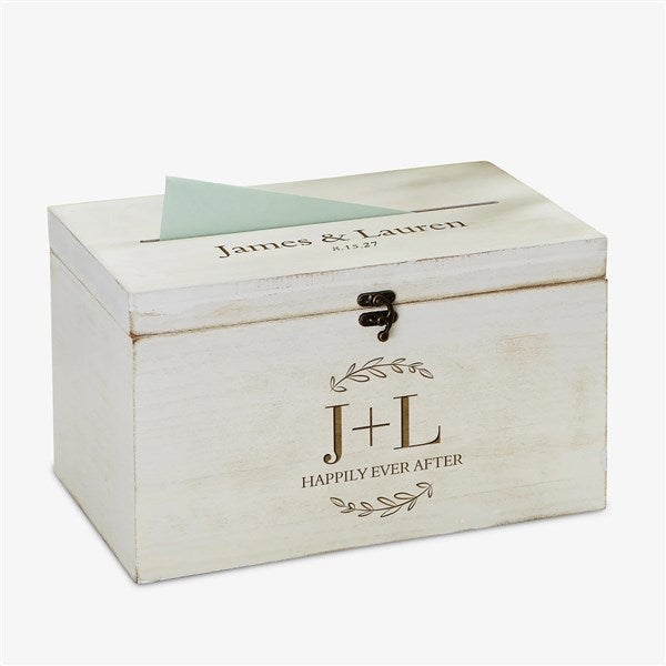 Their Initials Engraved Wedding Wooden Keepsake Card Box - 50837
