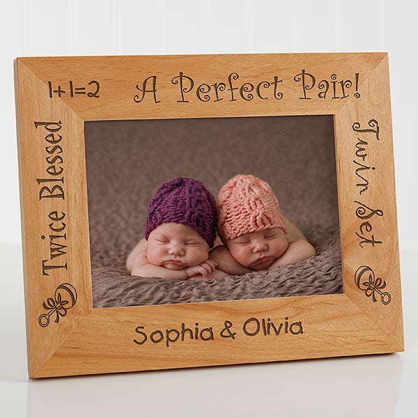 Personalized Twins Wood Picture Frame - A Perfect Pair - 5085