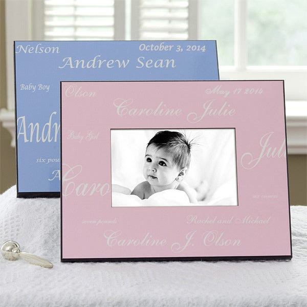 5108   New Arrival Personalized Baby Frame   Pink & Blue On White