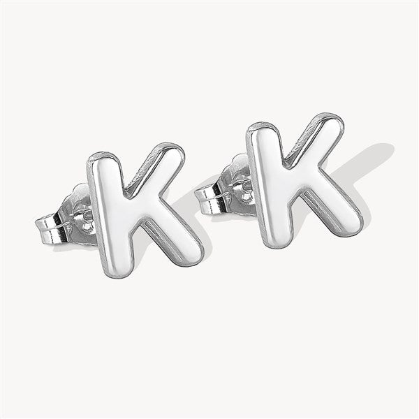 Personalized Bubble Letter Initial Earrings  - 51323D
