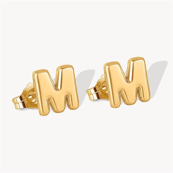Personalized Bubble Letter Initial Earrings  - 51323D