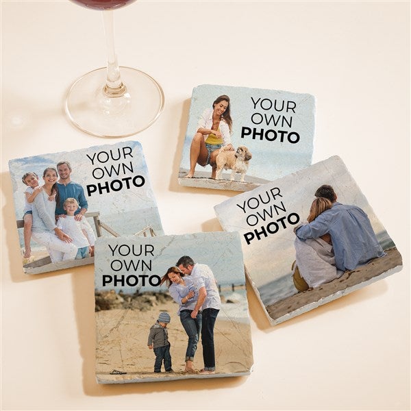 Your Own Photo Personalized Tumbled Stone Coaster Set - 51437