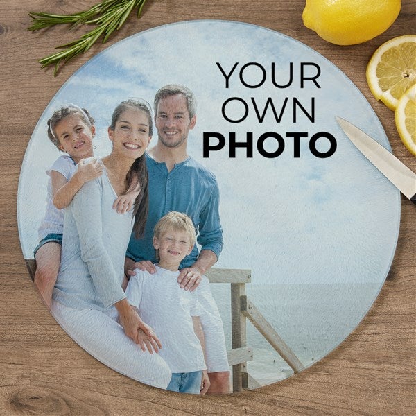 Your Own Photo Personalized Round Glass Cutting Boards - 51489