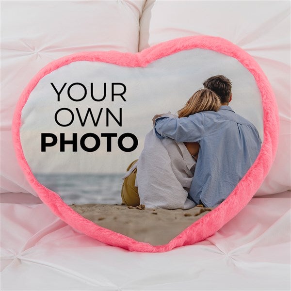 Your Own Photo Personalized Pink Heart Throw Pillow - 51530