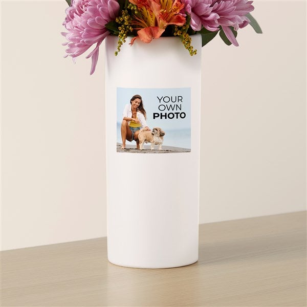Your Own Photo Personalized White Flower Vase - 51570