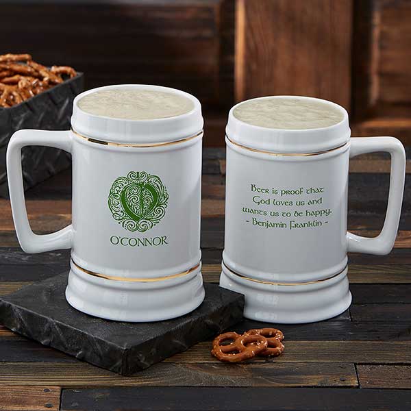 Famous Celtic Quotes Custom Family Name Personalized Beer Stein