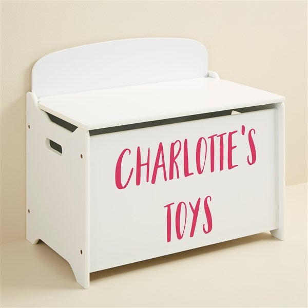 Personalized Kids Wood Toy Box - White - 51731