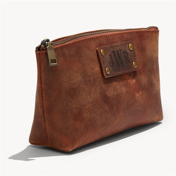 Personalized Distressed Leather Toiletry Bag - Brown - 51803D