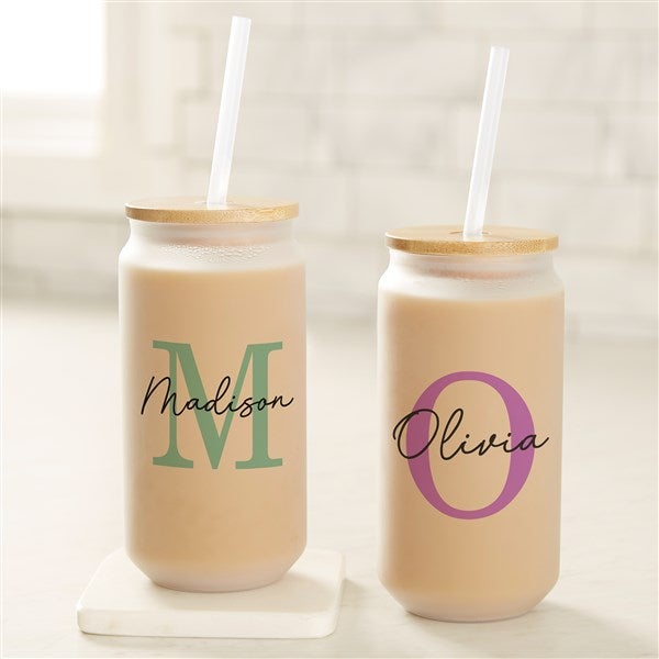 Simple Signature Personalized Frosted Iced Coffee Tumbler  - 51809