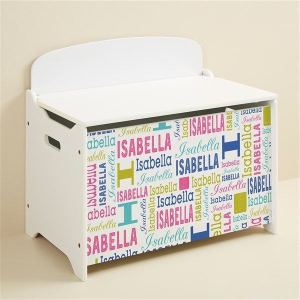 Trendy Repeating Name Personalized Kids Toy Box  - 51819