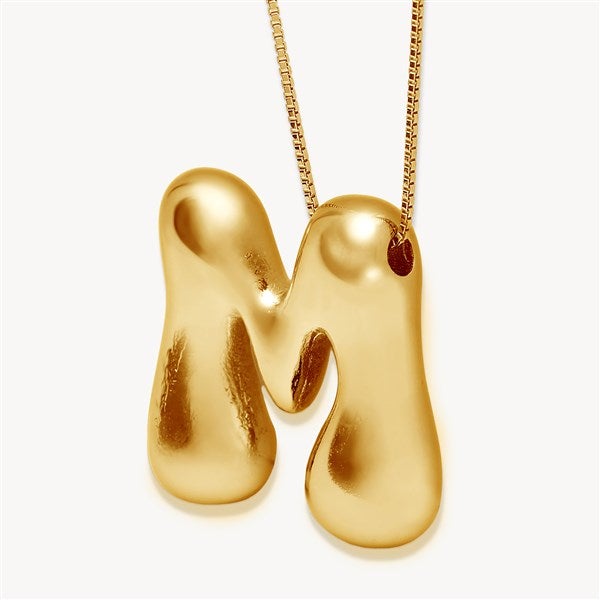Custom Bubble Letter Initial Necklace  - 51912D