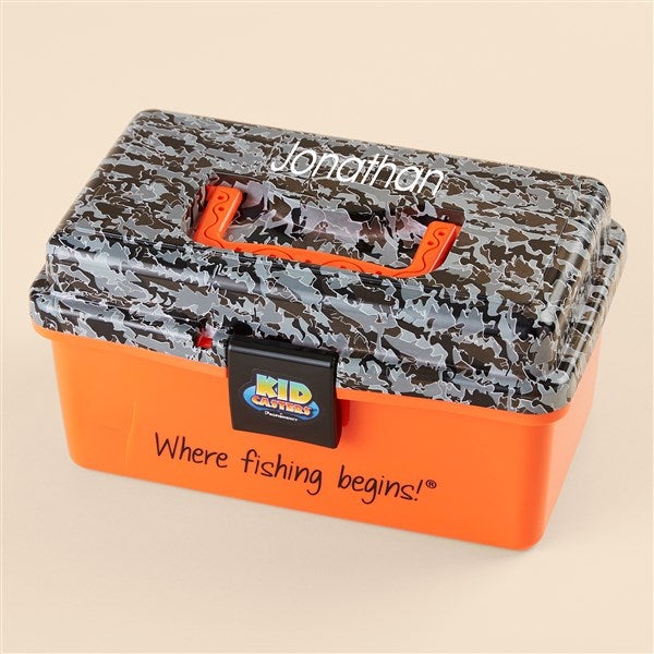 Personalized Kids Camo Tackle Box & Fishing Pole  - 52078