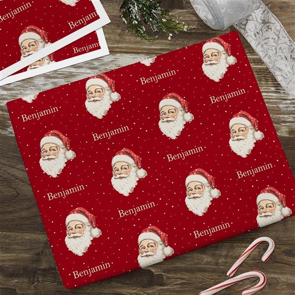 Vintage Santa Personalized Christmas Wrapping Paper  - 52233