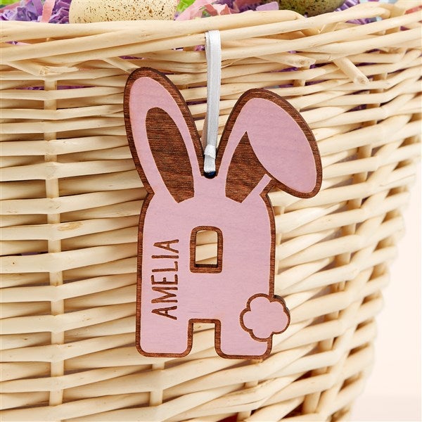 Bunny Monogram Personalized Wooden Easter Basket Tags - 52293