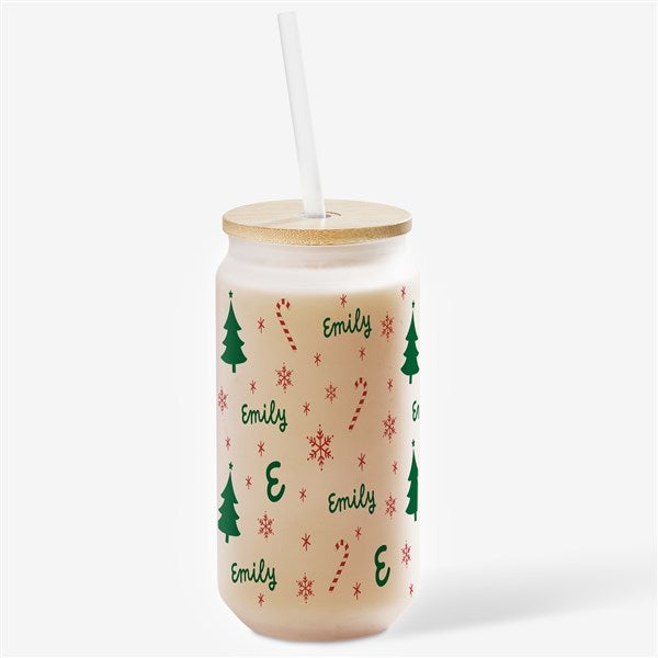 Holiday Icons Personalized Frosted Iced Coffee Tumbler  - 52324