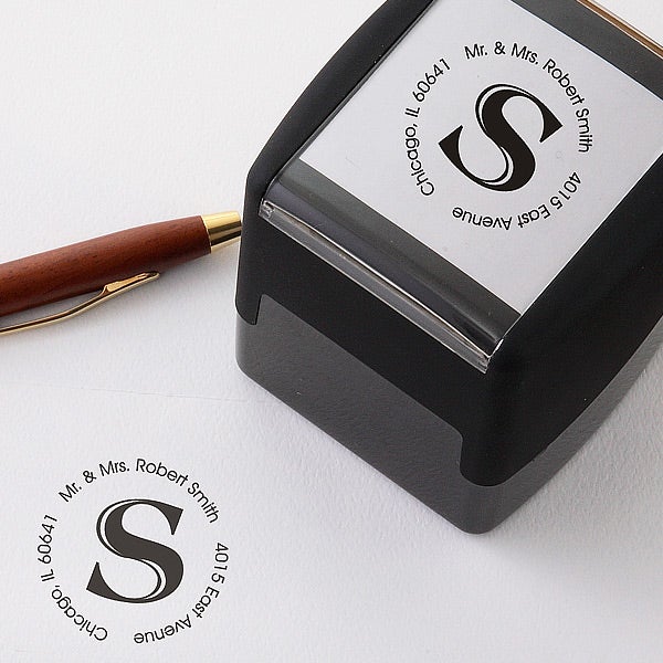 Personalized Self-Inking Address Stamp with Initial - Circle - 5234
