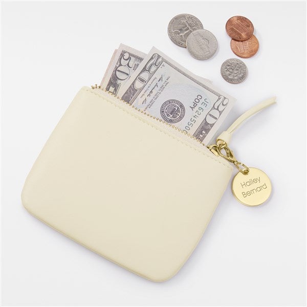 Engraved Cream Leather Card & Coin Purse by Jessie James Decker - 52373