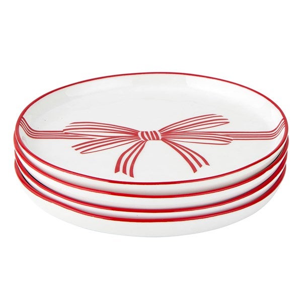 Red Bow Appetizer Plate Set of 4 by Nikki Boyd - 52523