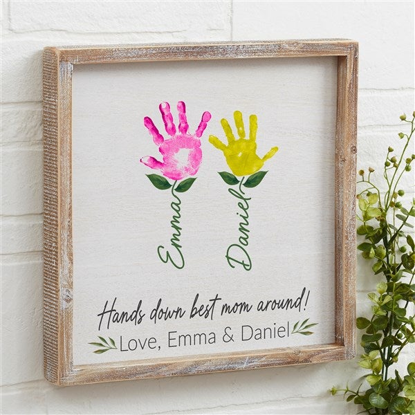 Kids Handprint Art Personalized Barnwood Frame Wall Art  - 52592