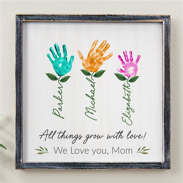 Kids Handprint Art Personalized Barnwood Frame Wall Art  - 52592