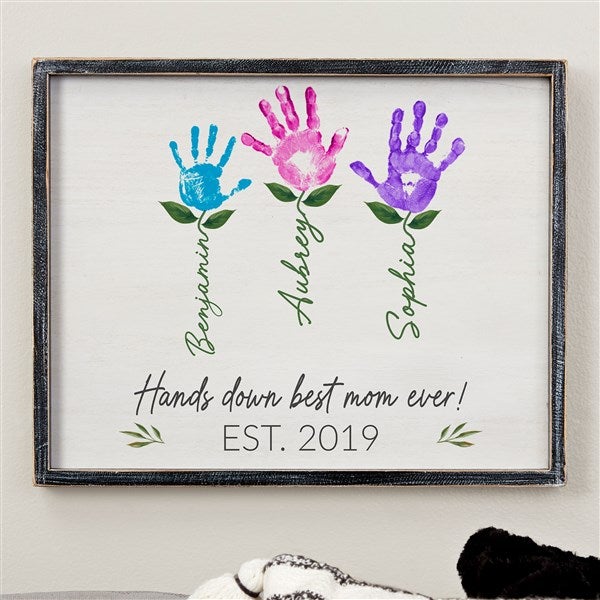 Kids Handprint Art Personalized Barnwood Frame Wall Art  - 52592