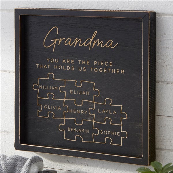 Her Puzzle Pieces Personalized Family Barnwood Frame Wall Art  - 52601