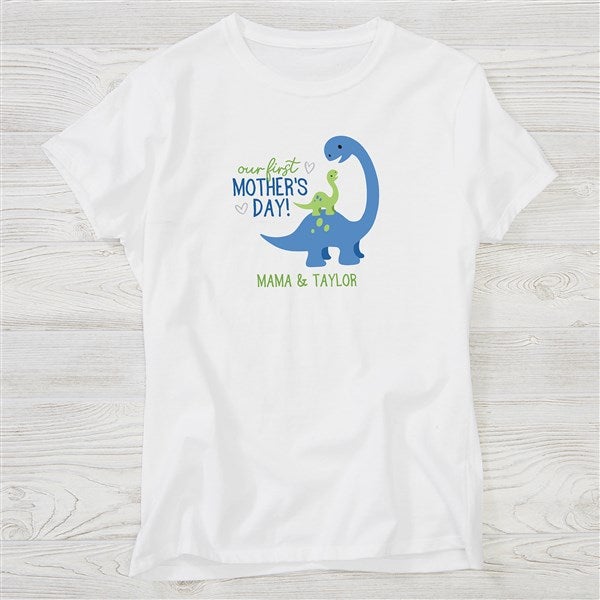 First Mother's Day Dino Personalized Ladies Shirts - 52610