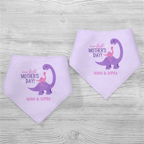 First Mother's Day Dino Personalized Baby Bibs  - 52612