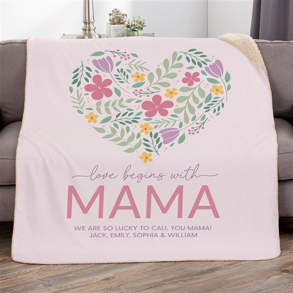Love Begins With Mom Personalized Blankets - 52626