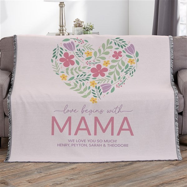 Love Begins With Mom Personalized Blankets - 52626