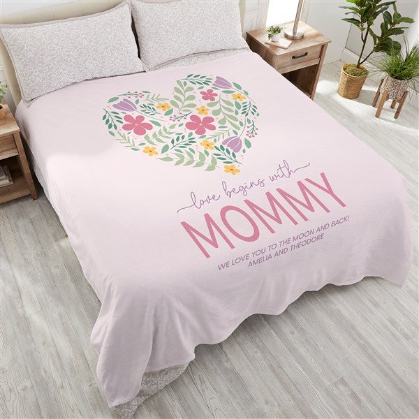 Love Begins With Mom Personalized Blankets - 52626