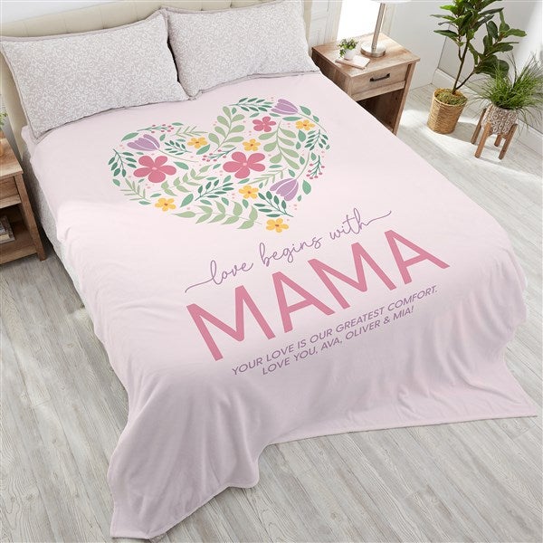 Love Begins With Mom Personalized Blankets - 52626