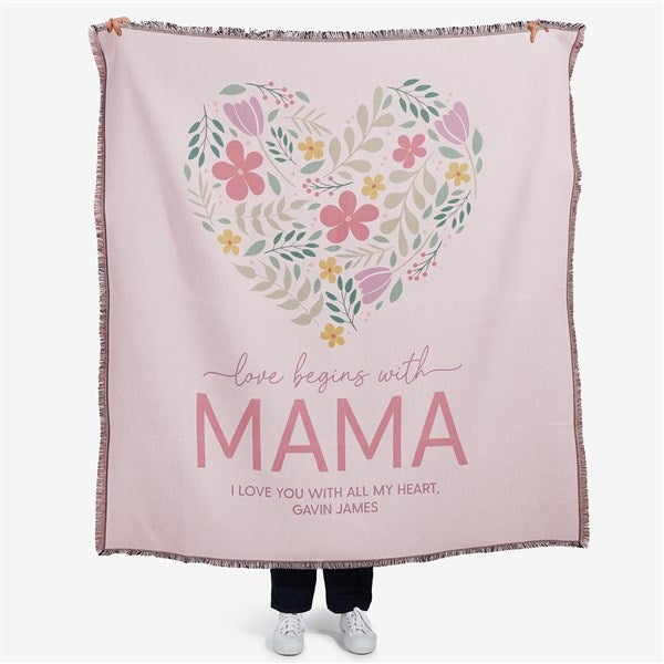 Love Begins With Mom Personalized Blankets - 52626