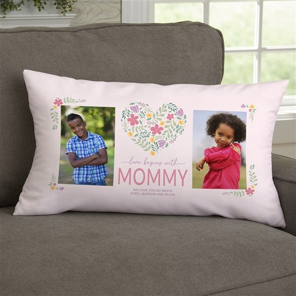 Love Begins With Mom Personalized Throw Pillows - 52628